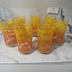 Vintage 70s Abstract Juice Glasses x 7